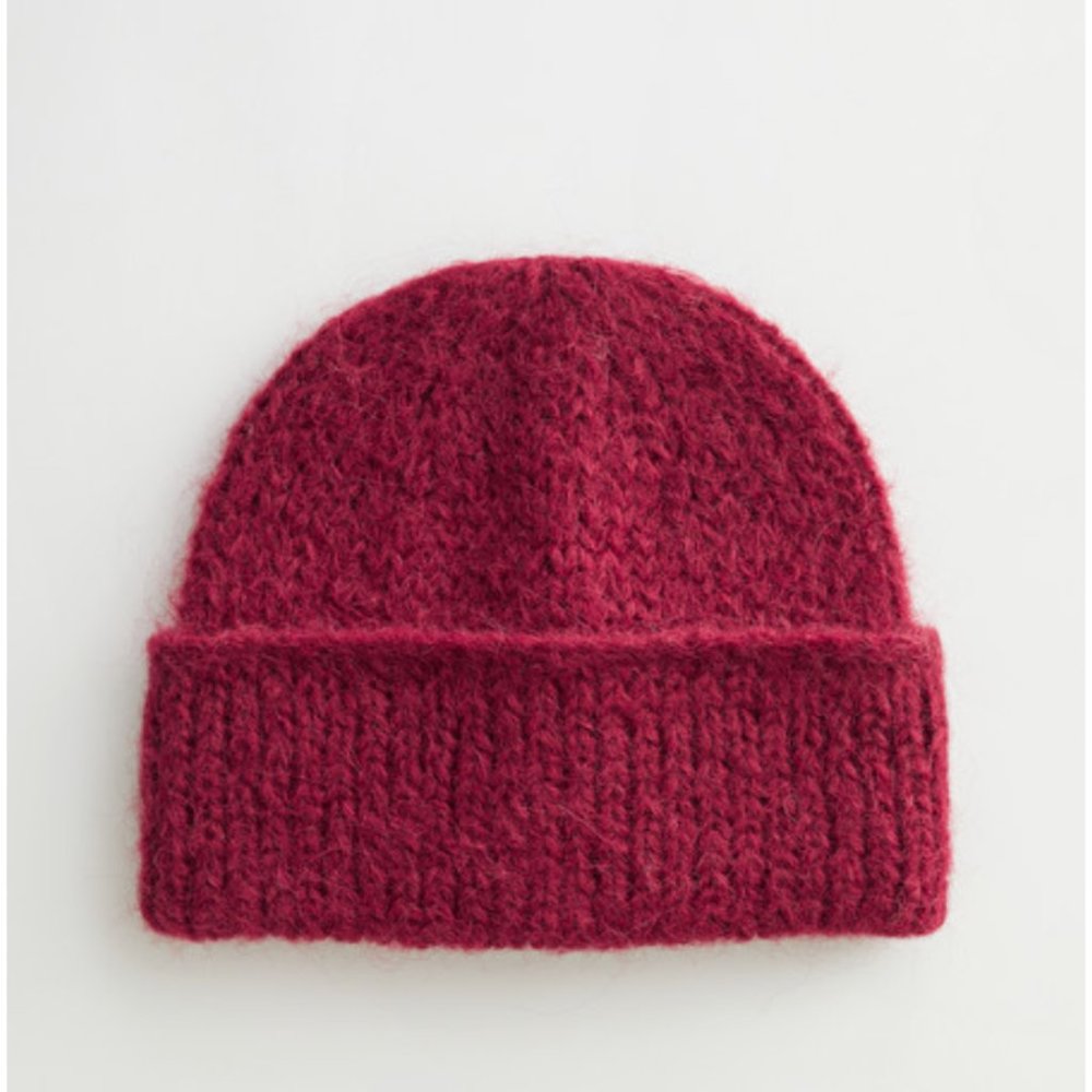 Other Stories Fuzzy Wool Blend Knit Beanie Hat NWT